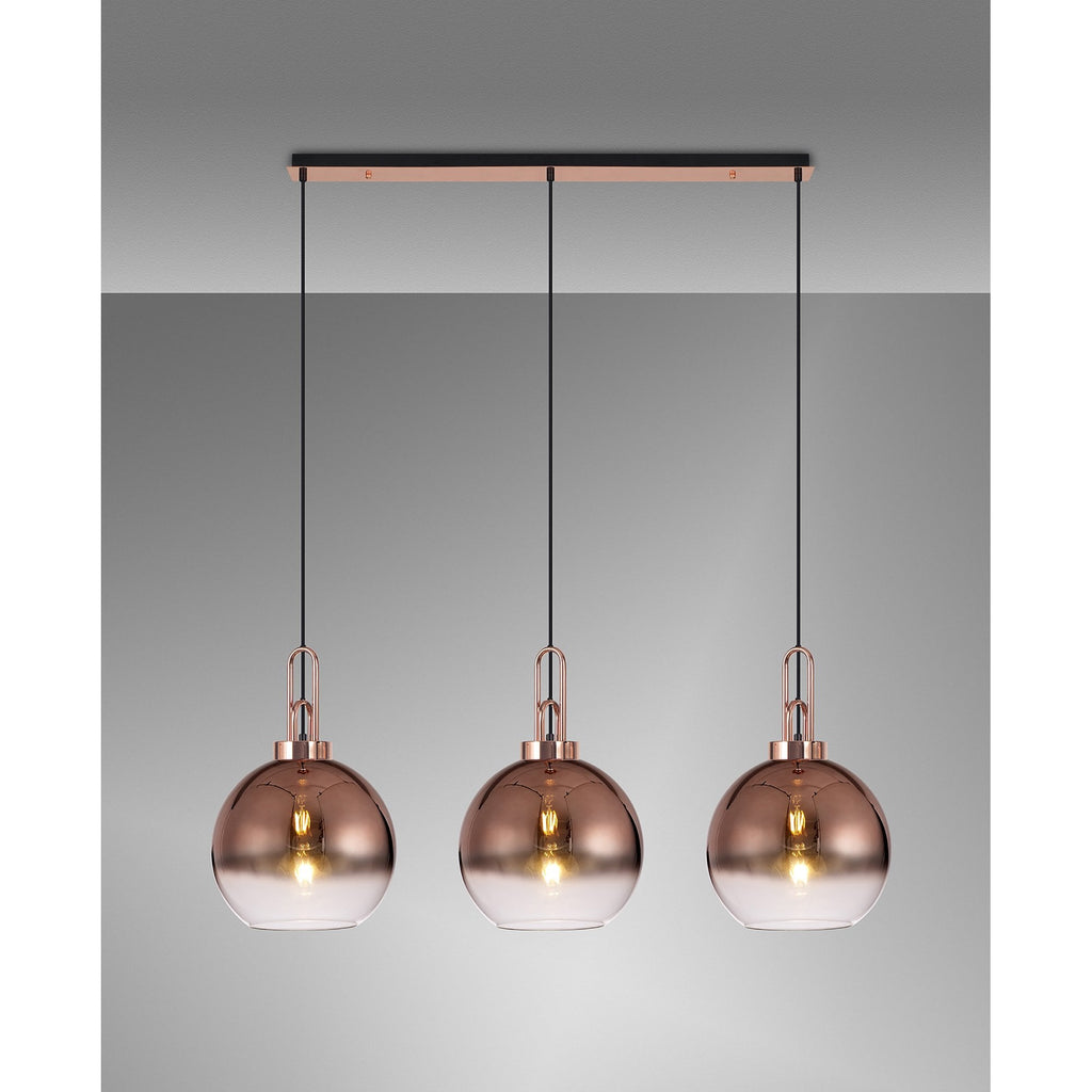NLK05959 Amsterdam 3 Light Linear Pendant Copper Matt Black