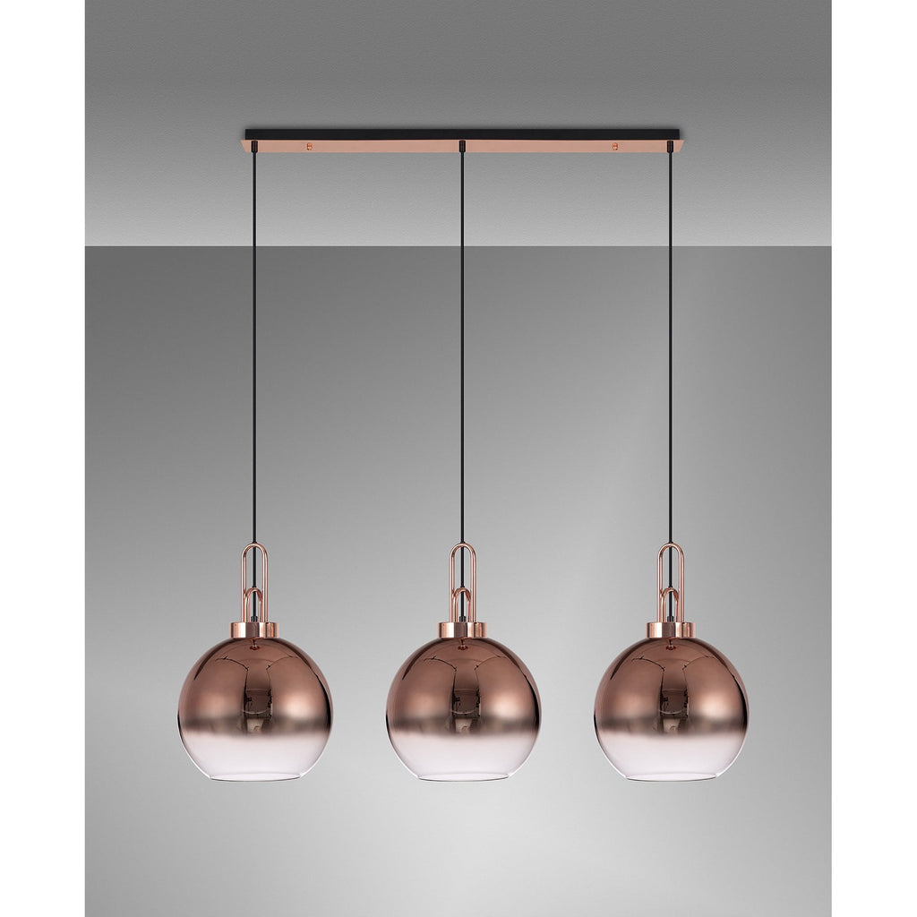 NLK05959 Amsterdam 3 Light Linear Pendant Copper Matt Black