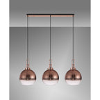 NLK05959 Amsterdam 3 Light Linear Pendant Copper Matt Black