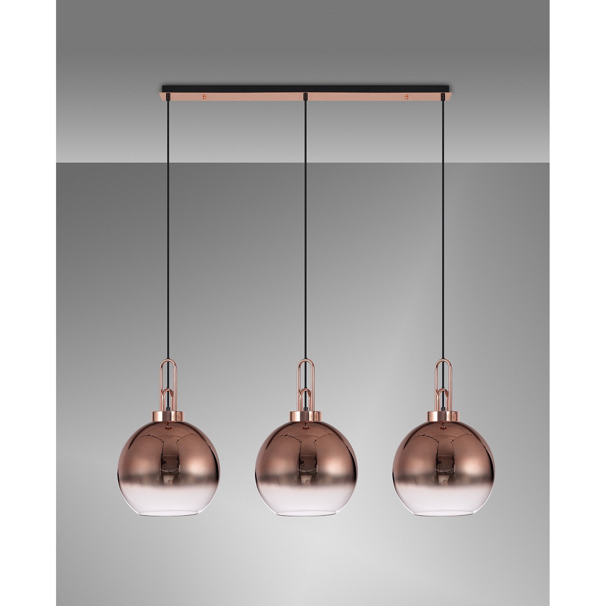 NLK05959 Amsterdam 3 Light Linear Pendant Copper Matt Black
