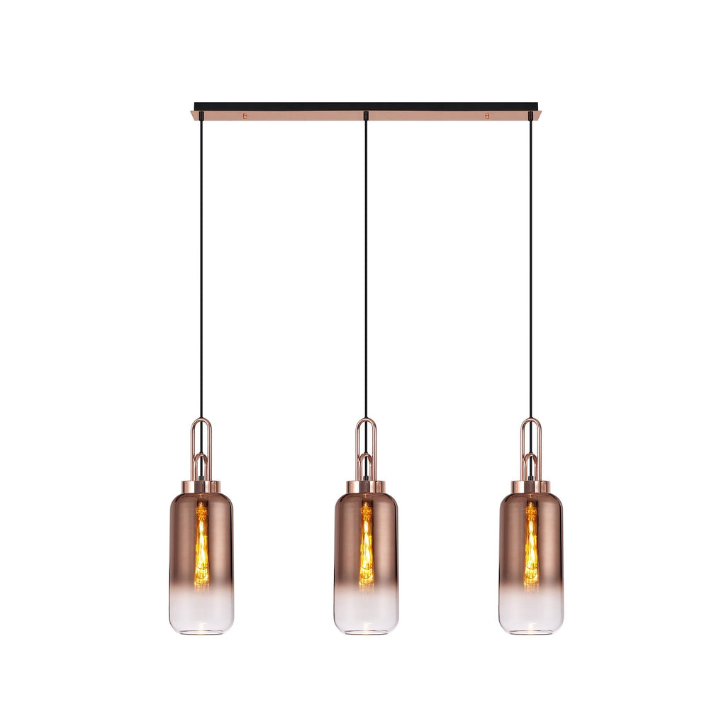 NLK05969 Amsterdam 3 Light Linear Pendant Copper Matt Black