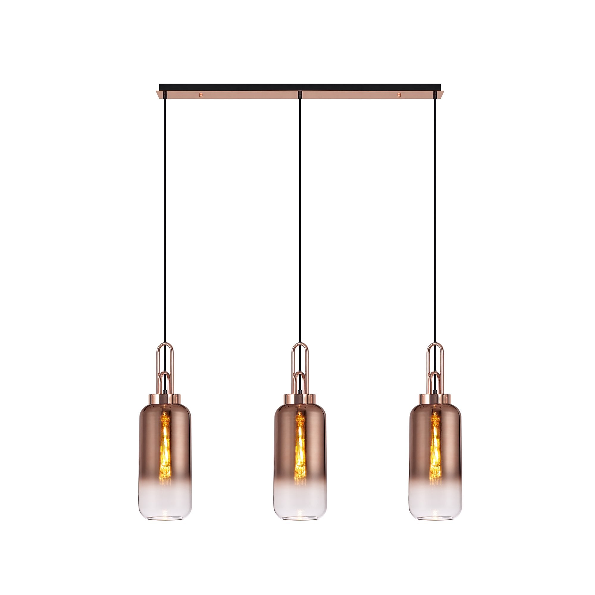 NLK05969 Amsterdam 3 Light Linear Pendant Copper Matt Black