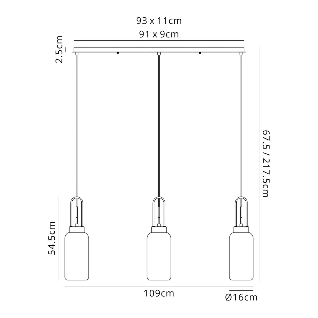 NLK05969 Amsterdam 3 Light Linear Pendant Copper Matt Black