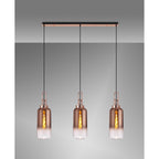 NLK05969 Amsterdam 3 Light Linear Pendant Copper Matt Black
