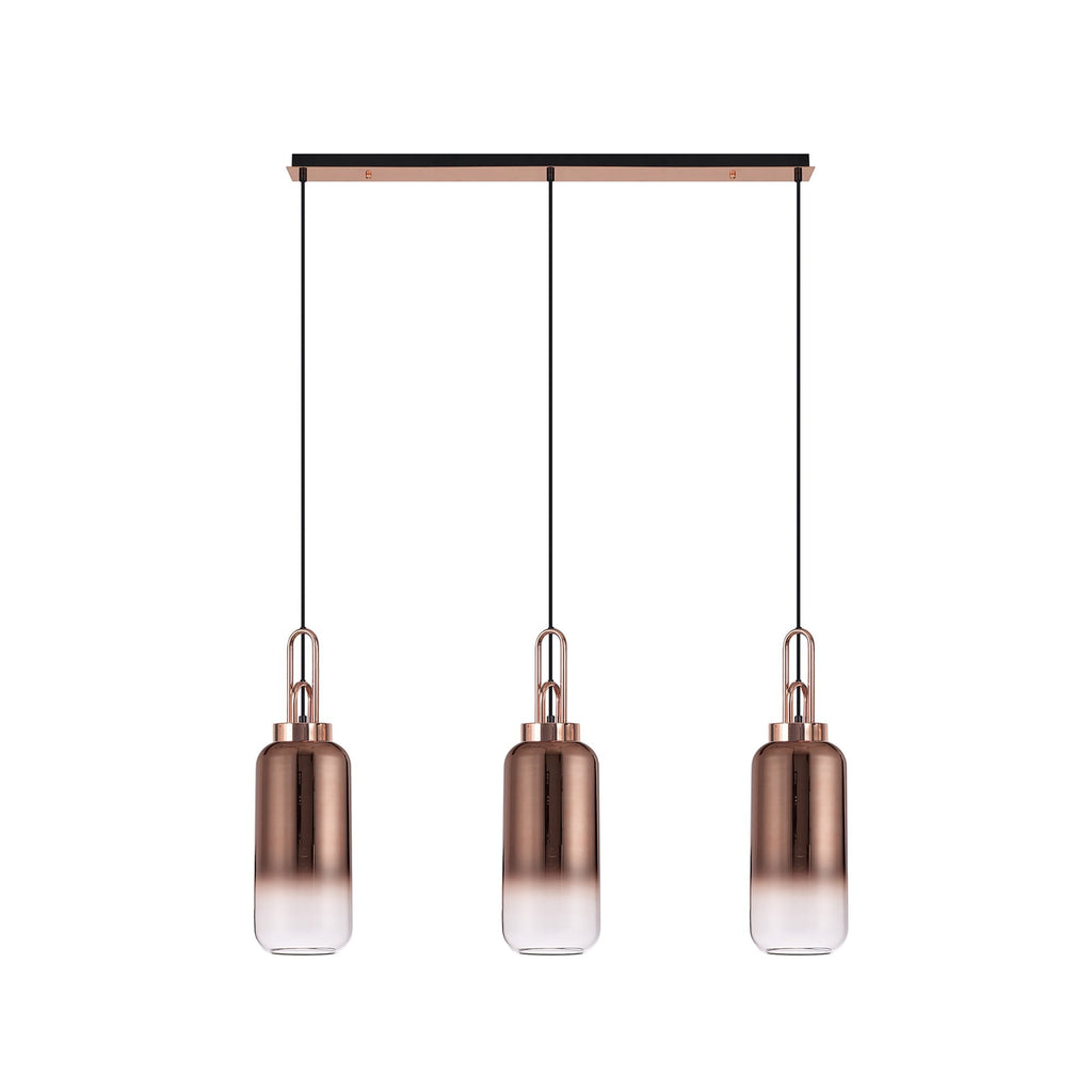 NLK05969 Amsterdam 3 Light Linear Pendant Copper Matt Black