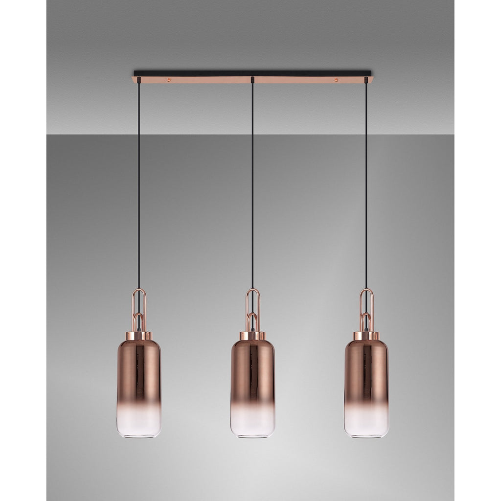 NLK05969 Amsterdam 3 Light Linear Pendant Copper Matt Black