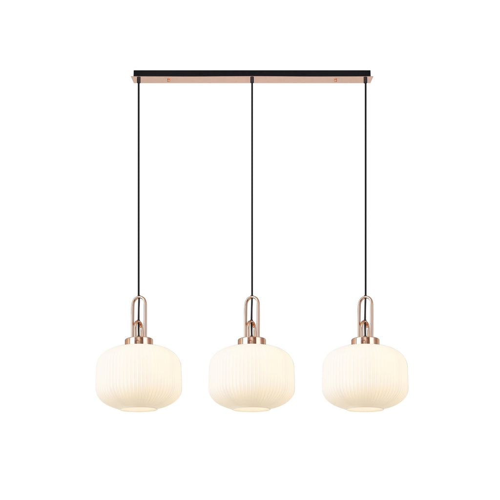 NLK05979 Amsterdam 3 Light Linear Pendant Copper Matt Black