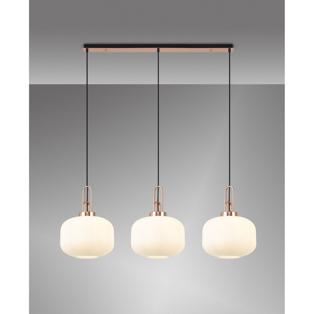 NLK05979 Amsterdam 3 Light Linear Pendant Copper Matt Black