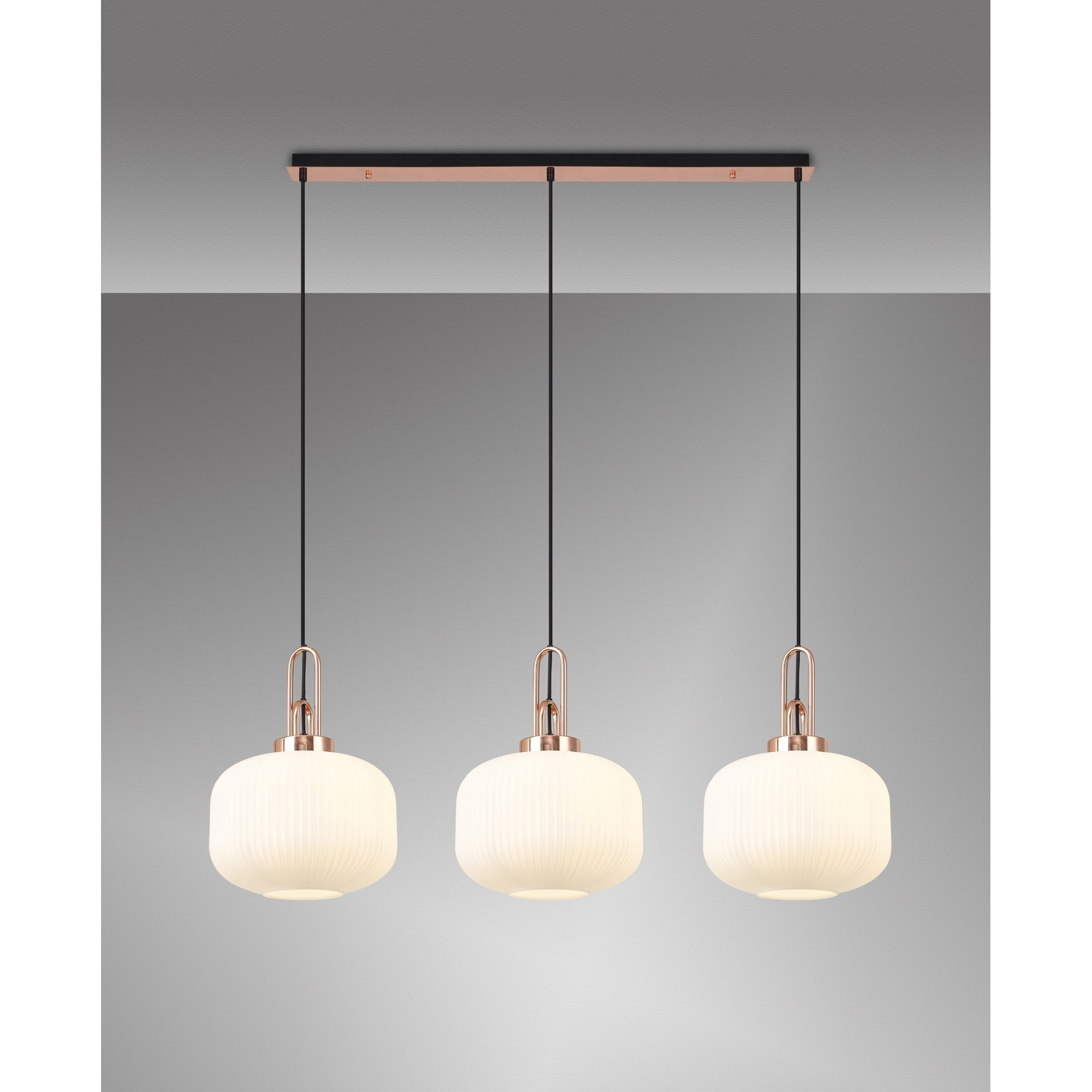 NLK05979 Amsterdam 3 Light Linear Pendant Copper Matt Black