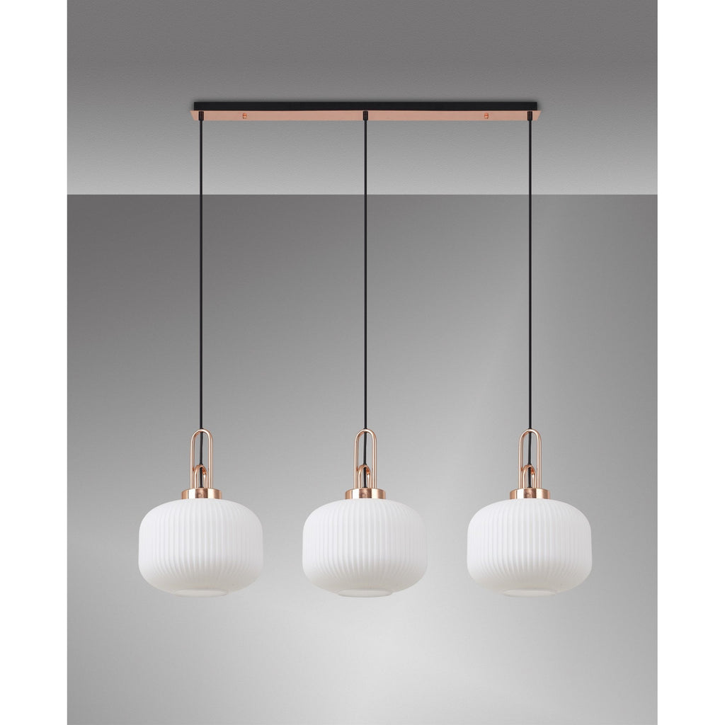 NLK05979 Amsterdam 3 Light Linear Pendant Copper Matt Black