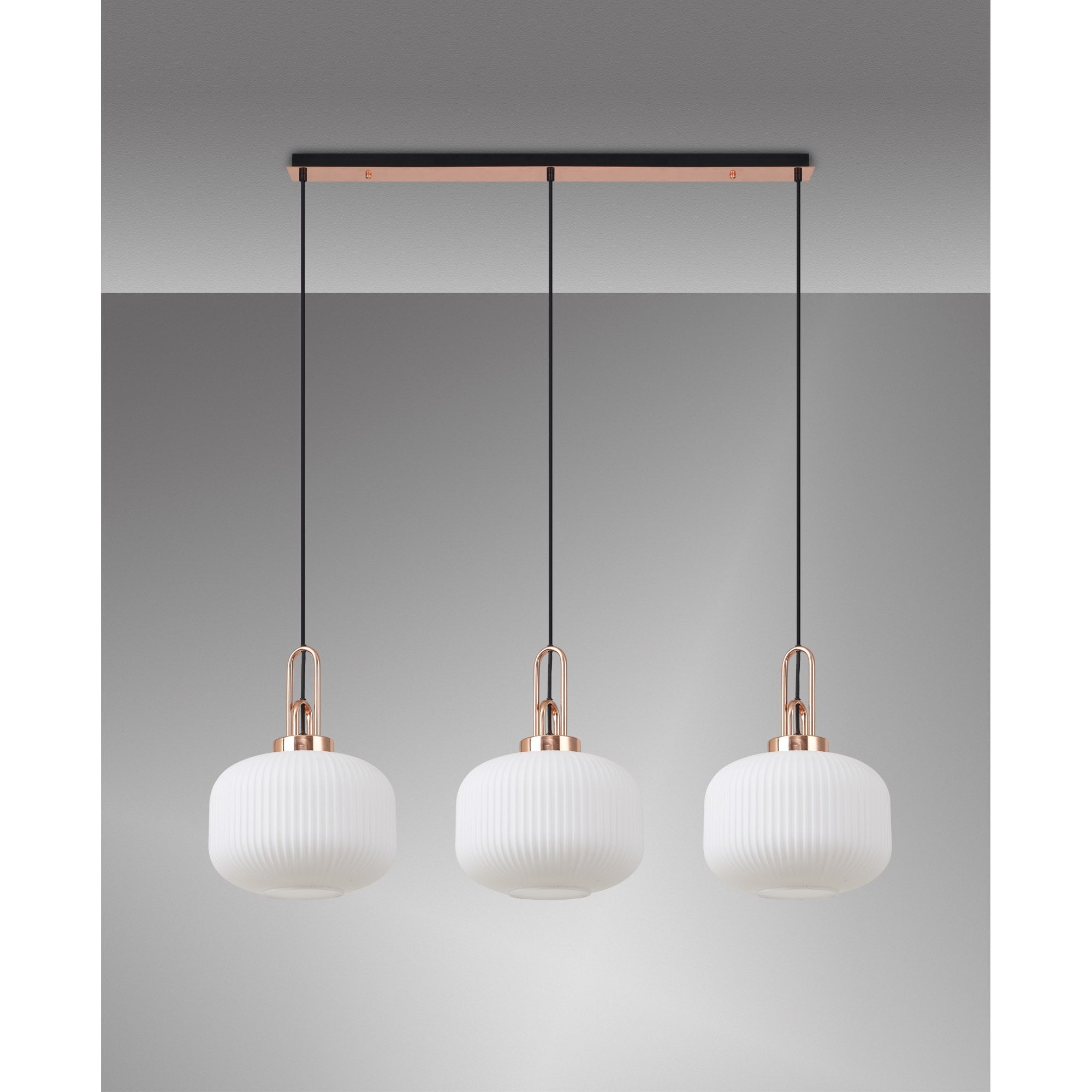 NLK05979 Amsterdam 3 Light Linear Pendant Copper Matt Black