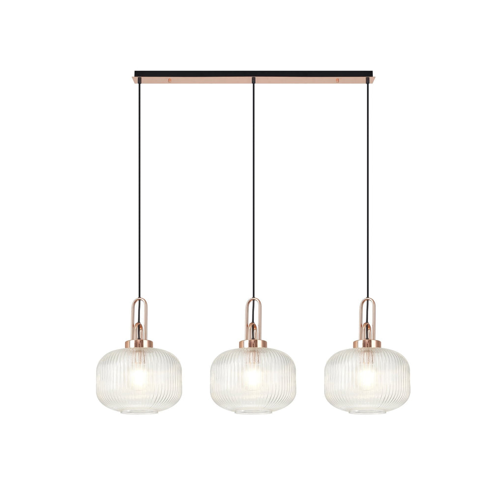 NLK05989 Amsterdam 3 Light Linear Pendant Copper Matt Black