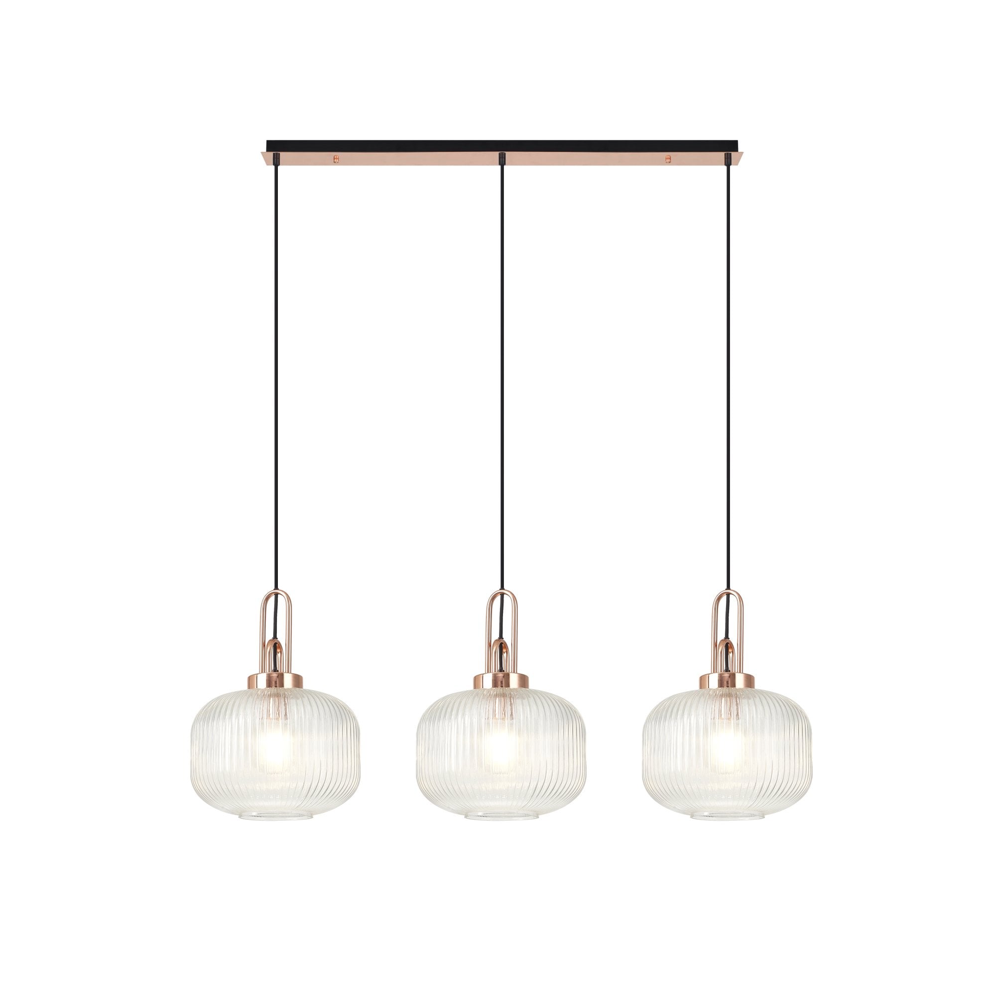 NLK05989 Amsterdam 3 Light Linear Pendant Copper Matt Black