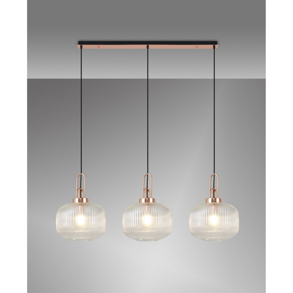 NLK05989 Amsterdam 3 Light Linear Pendant Copper Matt Black