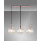 NLK05989 Amsterdam 3 Light Linear Pendant Copper Matt Black