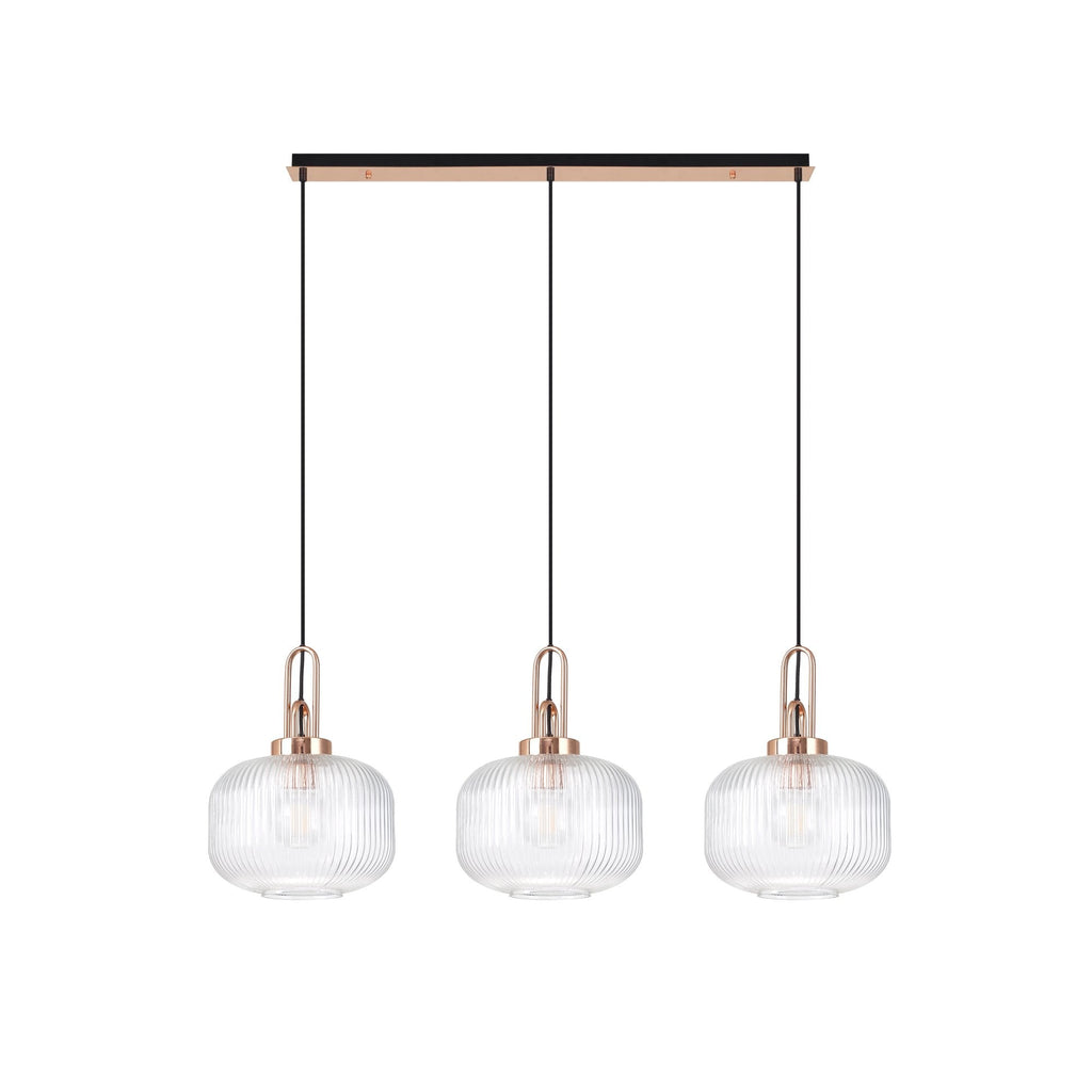 NLK05989 Amsterdam 3 Light Linear Pendant Copper Matt Black