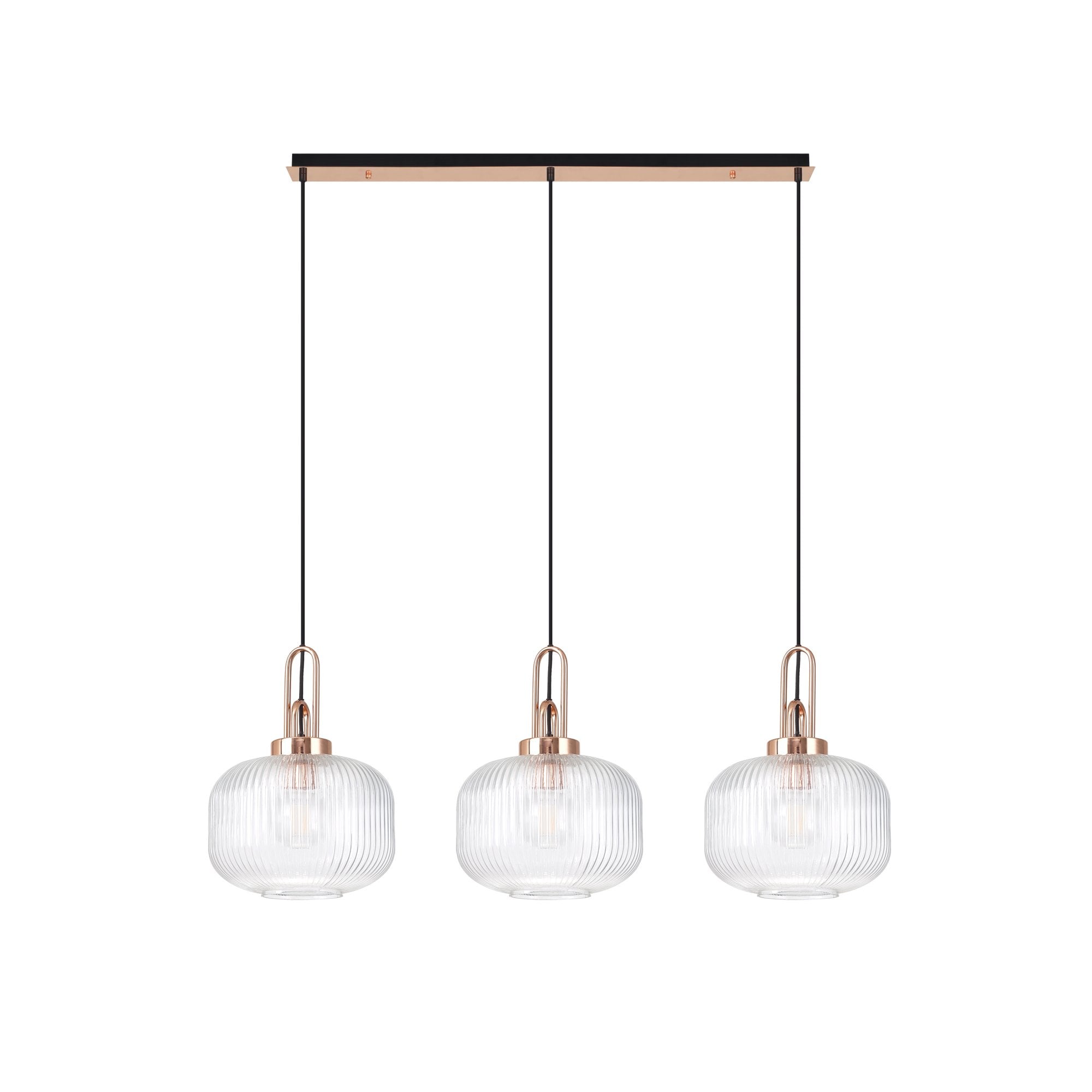 NLK05989 Amsterdam 3 Light Linear Pendant Copper Matt Black