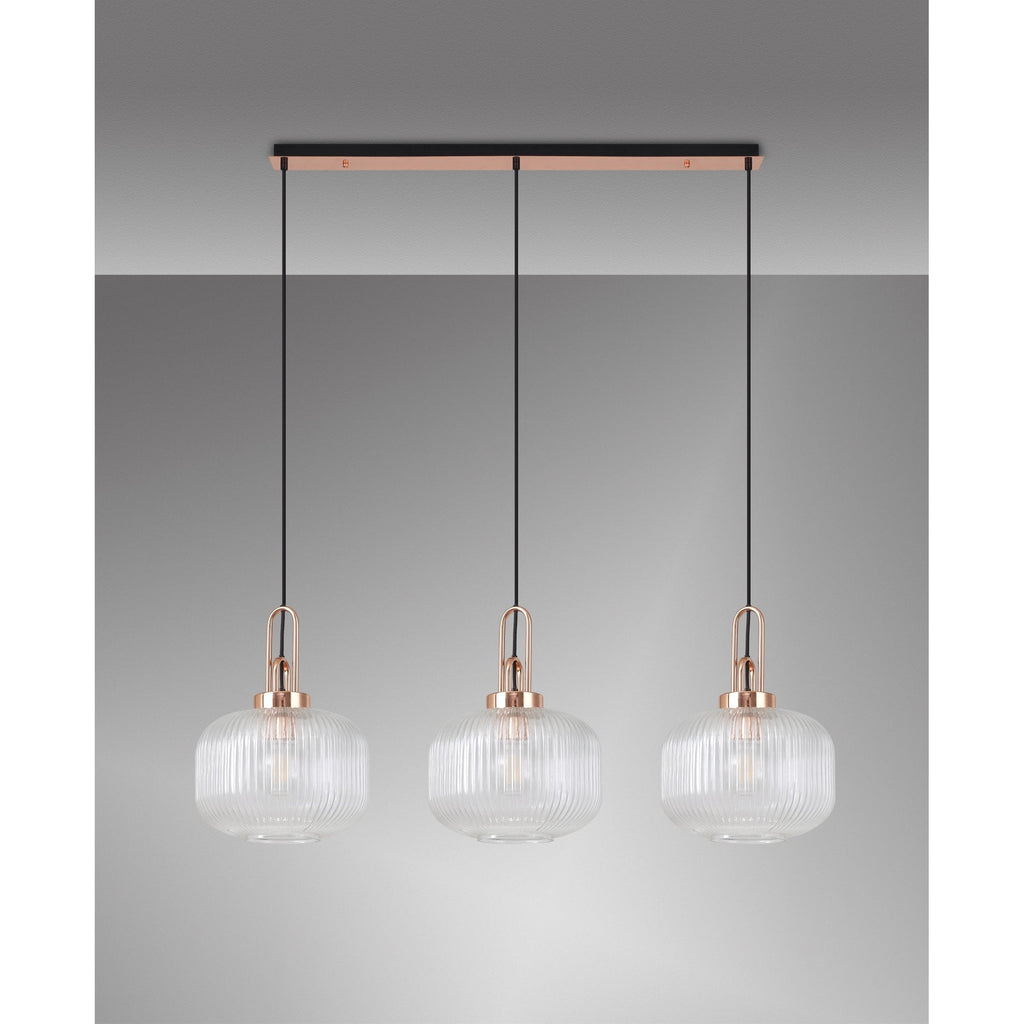 NLK05989 Amsterdam 3 Light Linear Pendant Copper Matt Black