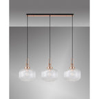NLK05989 Amsterdam 3 Light Linear Pendant Copper Matt Black