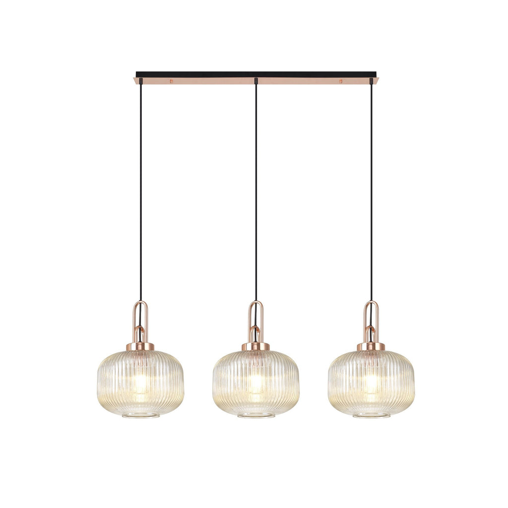 NLK05999 Amsterdam 3 Light Linear Pendant Copper Matt Black