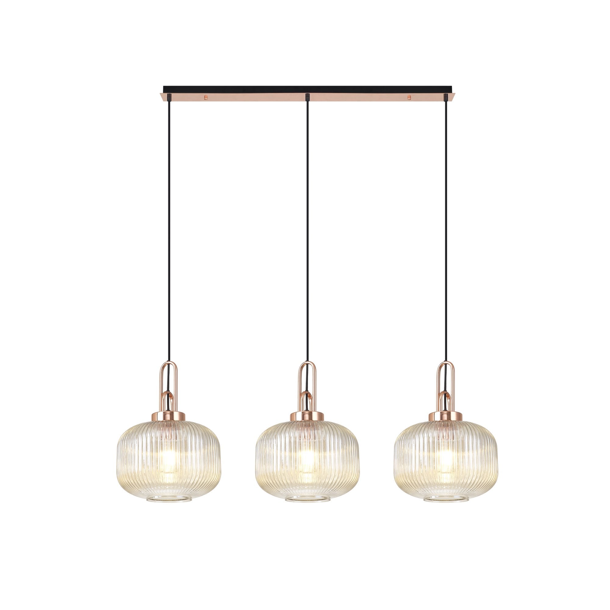 NLK05999 Amsterdam 3 Light Linear Pendant Copper Matt Black