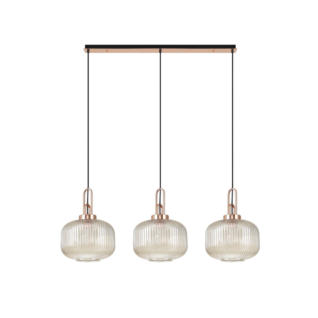 NLK05999 Amsterdam 3 Light Linear Pendant Copper Matt Black