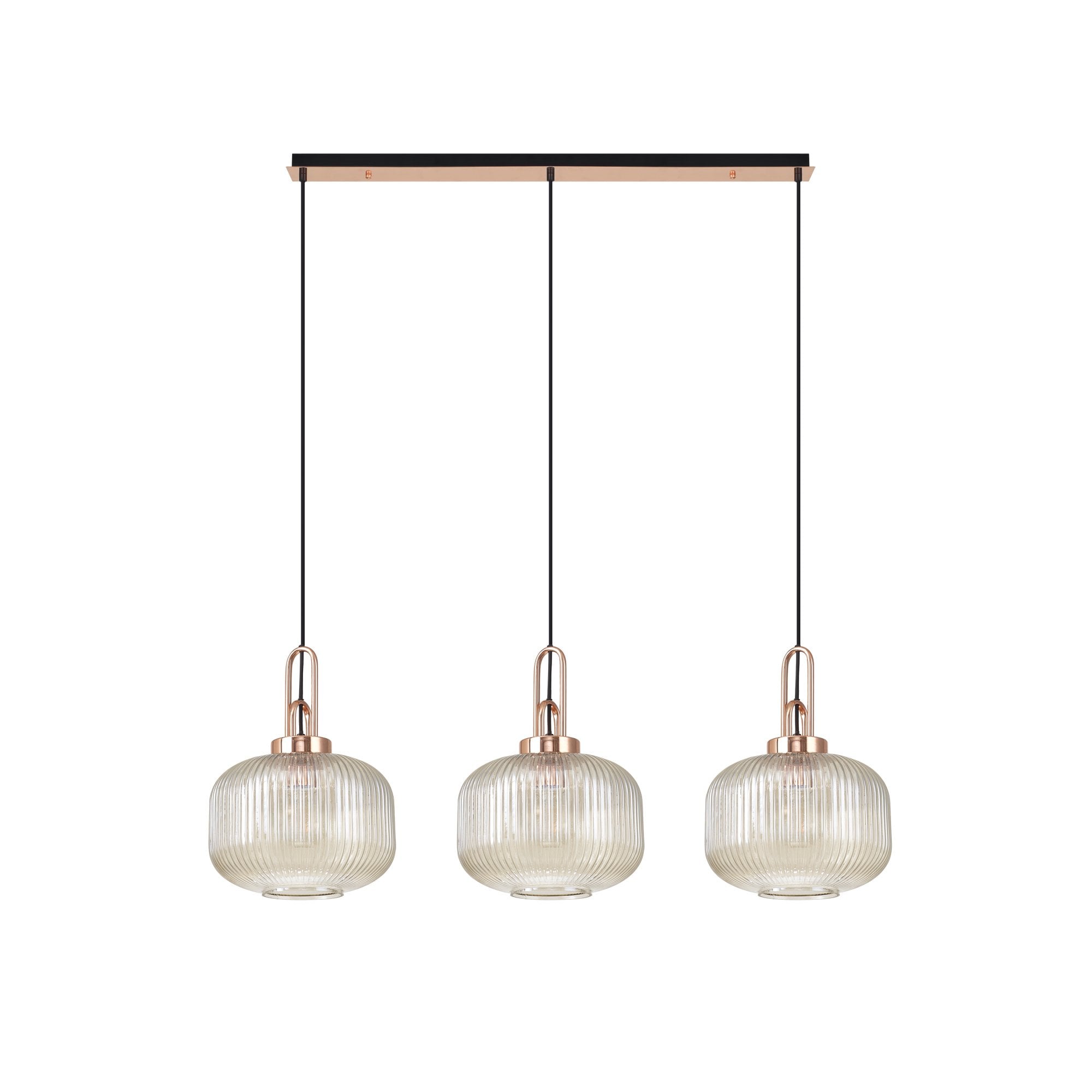 NLK05999 Amsterdam 3 Light Linear Pendant Copper Matt Black