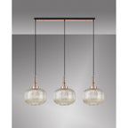 NLK05999 Amsterdam 3 Light Linear Pendant Copper Matt Black