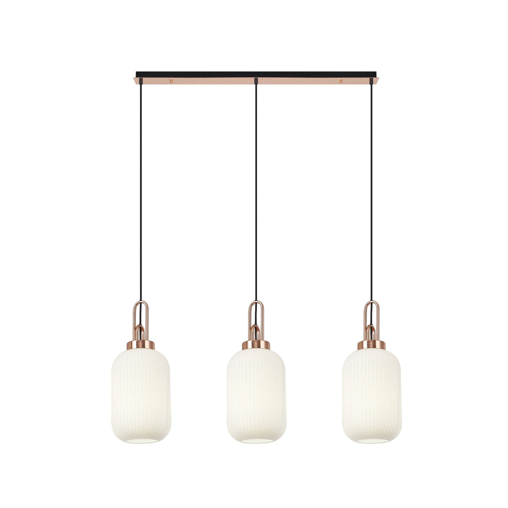 NLK06009 Amsterdam 3 Light Linear Pendant Copper Matt Black