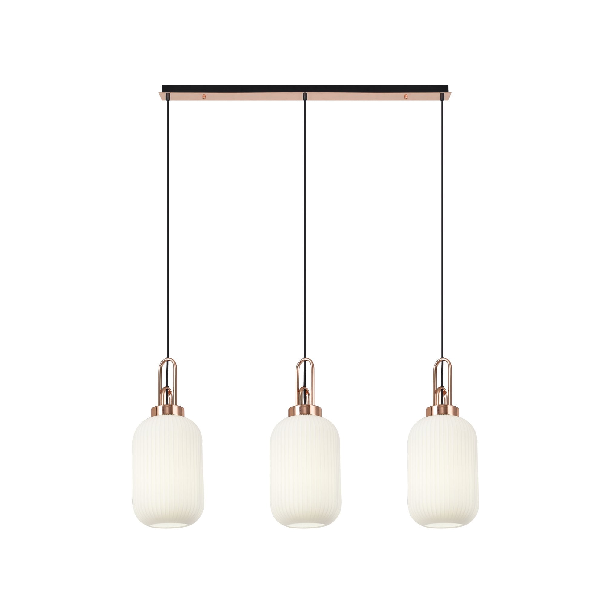 NLK06009 Amsterdam 3 Light Linear Pendant Copper Matt Black