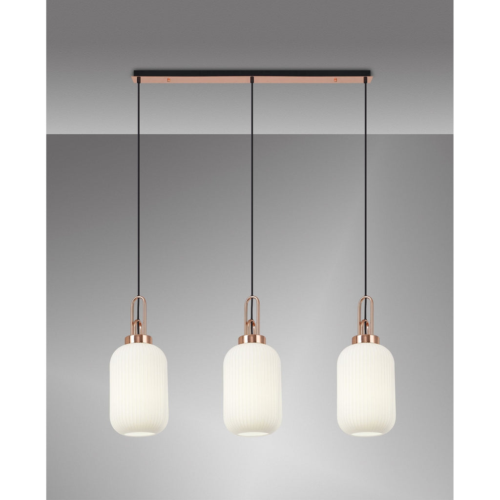 NLK06009 Amsterdam 3 Light Linear Pendant Copper Matt Black