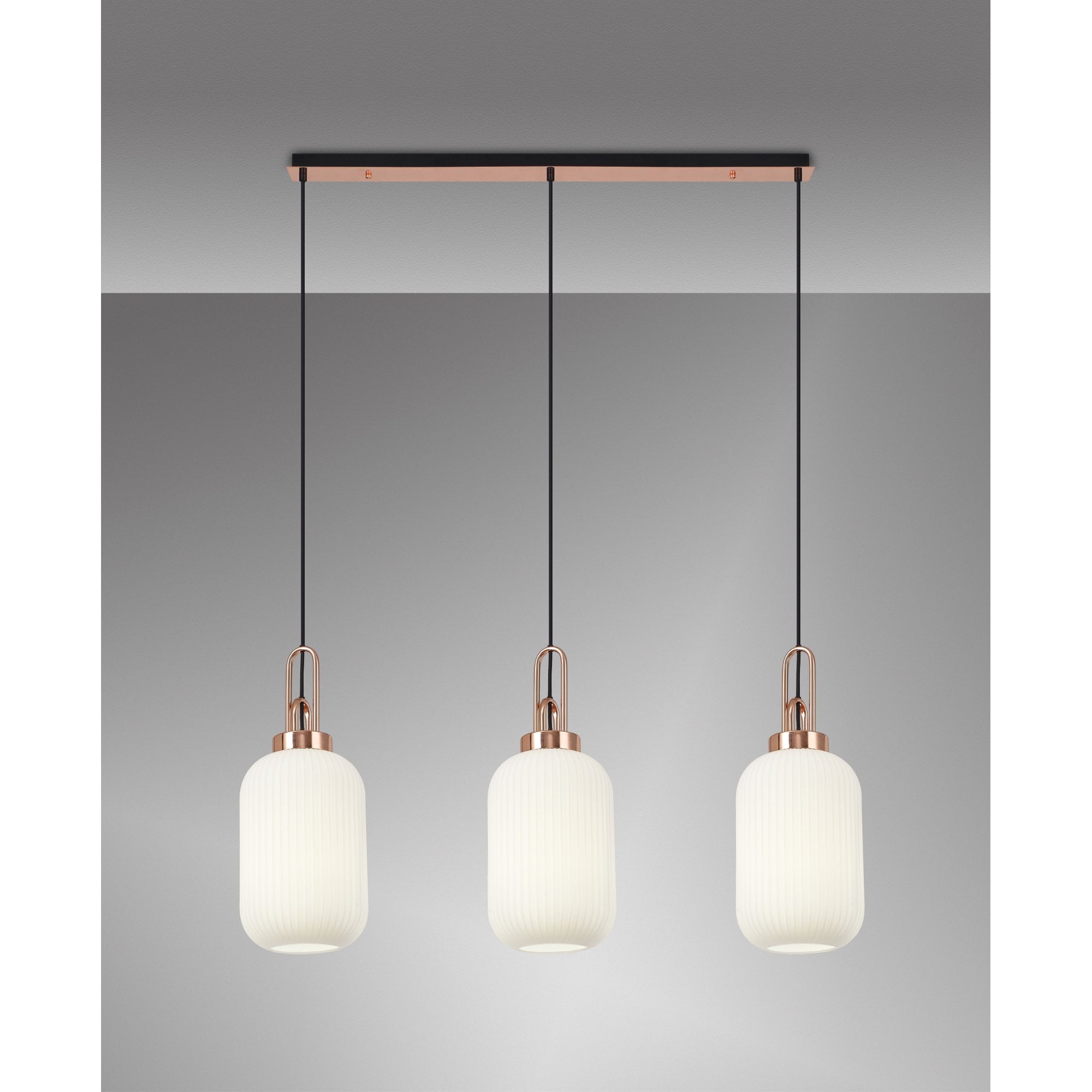 NLK06009 Amsterdam 3 Light Linear Pendant Copper Matt Black