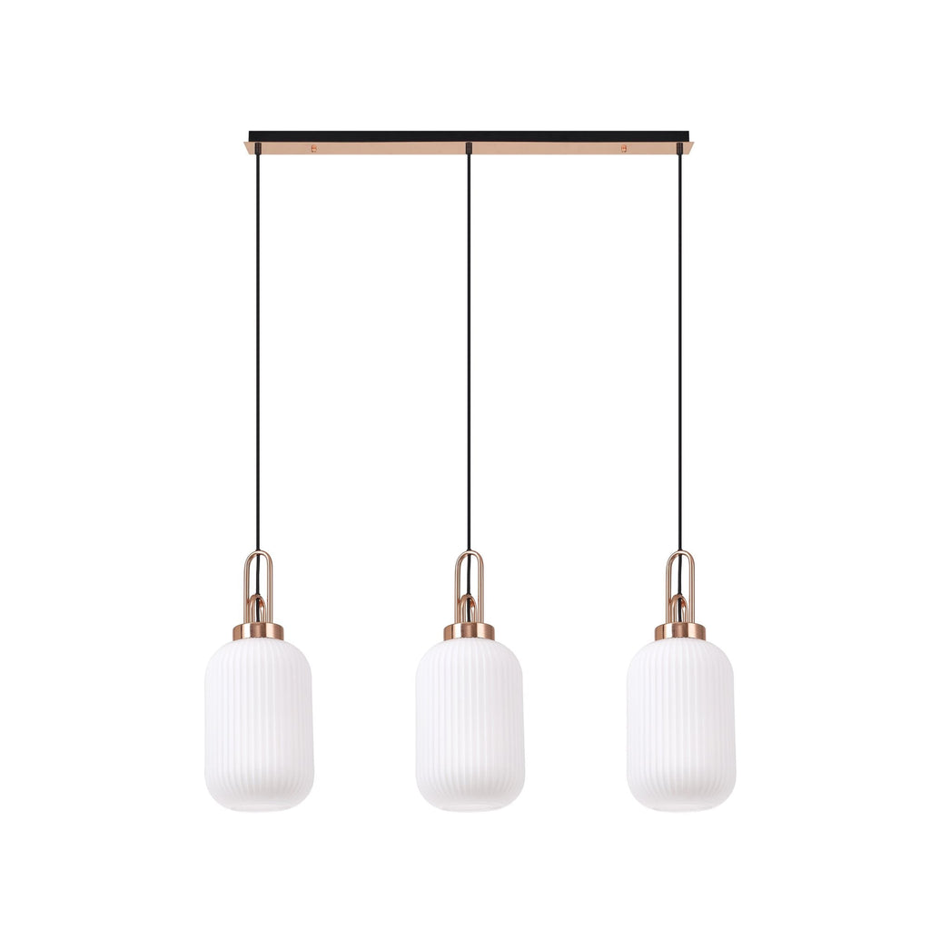NLK06009 Amsterdam 3 Light Linear Pendant Copper Matt Black