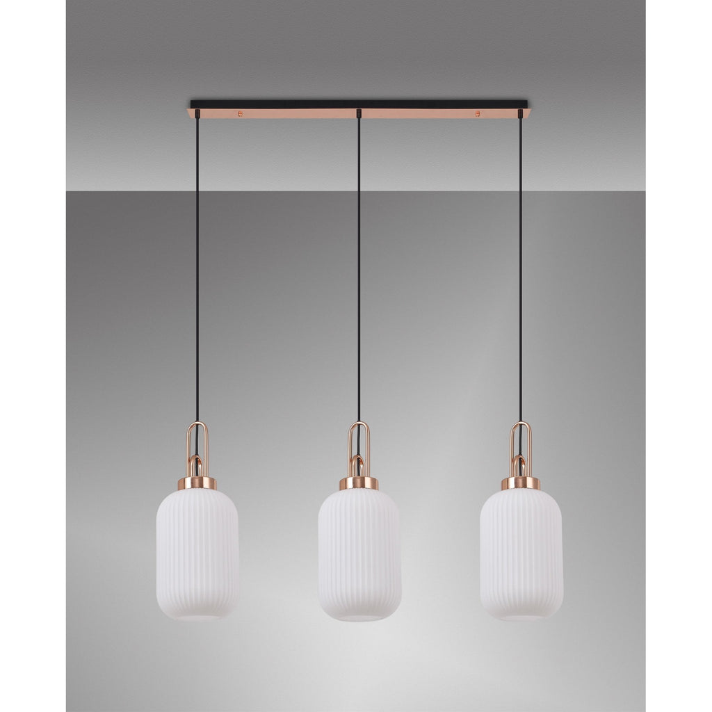 NLK06009 Amsterdam 3 Light Linear Pendant Copper Matt Black