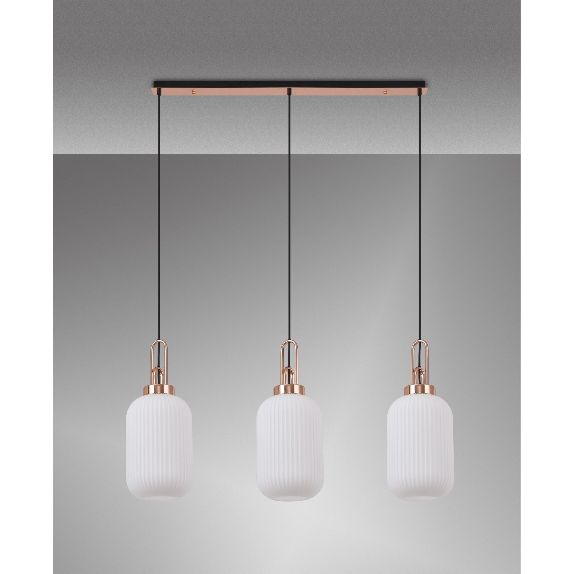 NLK06009 Amsterdam 3 Light Linear Pendant Copper Matt Black