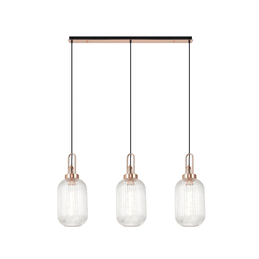 NLK06019 Amsterdam 3 Light Linear Pendant Copper Matt Black