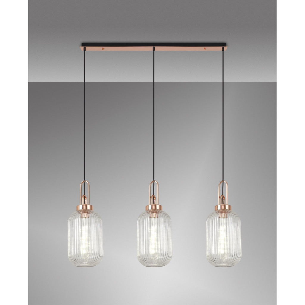 NLK06019 Amsterdam 3 Light Linear Pendant Copper Matt Black