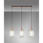 NLK06019 Amsterdam 3 Light Linear Pendant Copper Matt Black