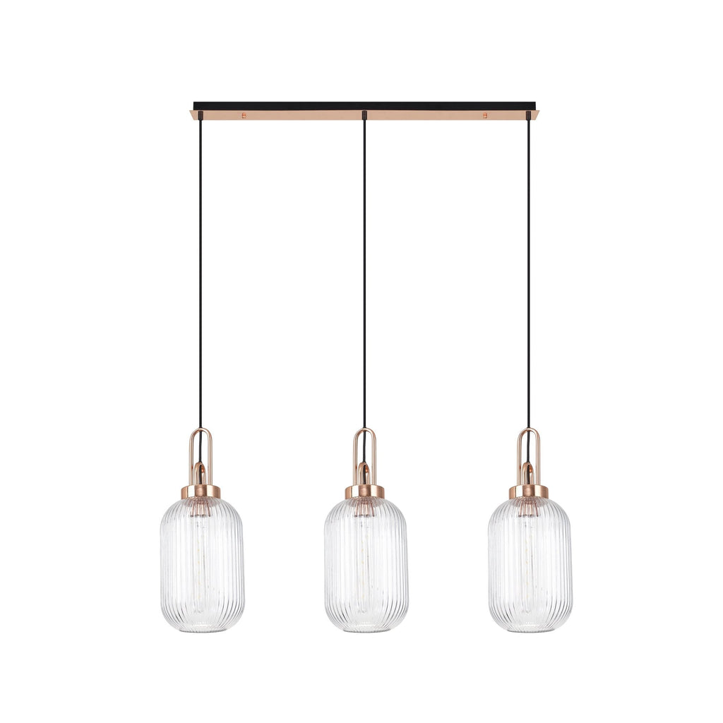NLK06019 Amsterdam 3 Light Linear Pendant Copper Matt Black