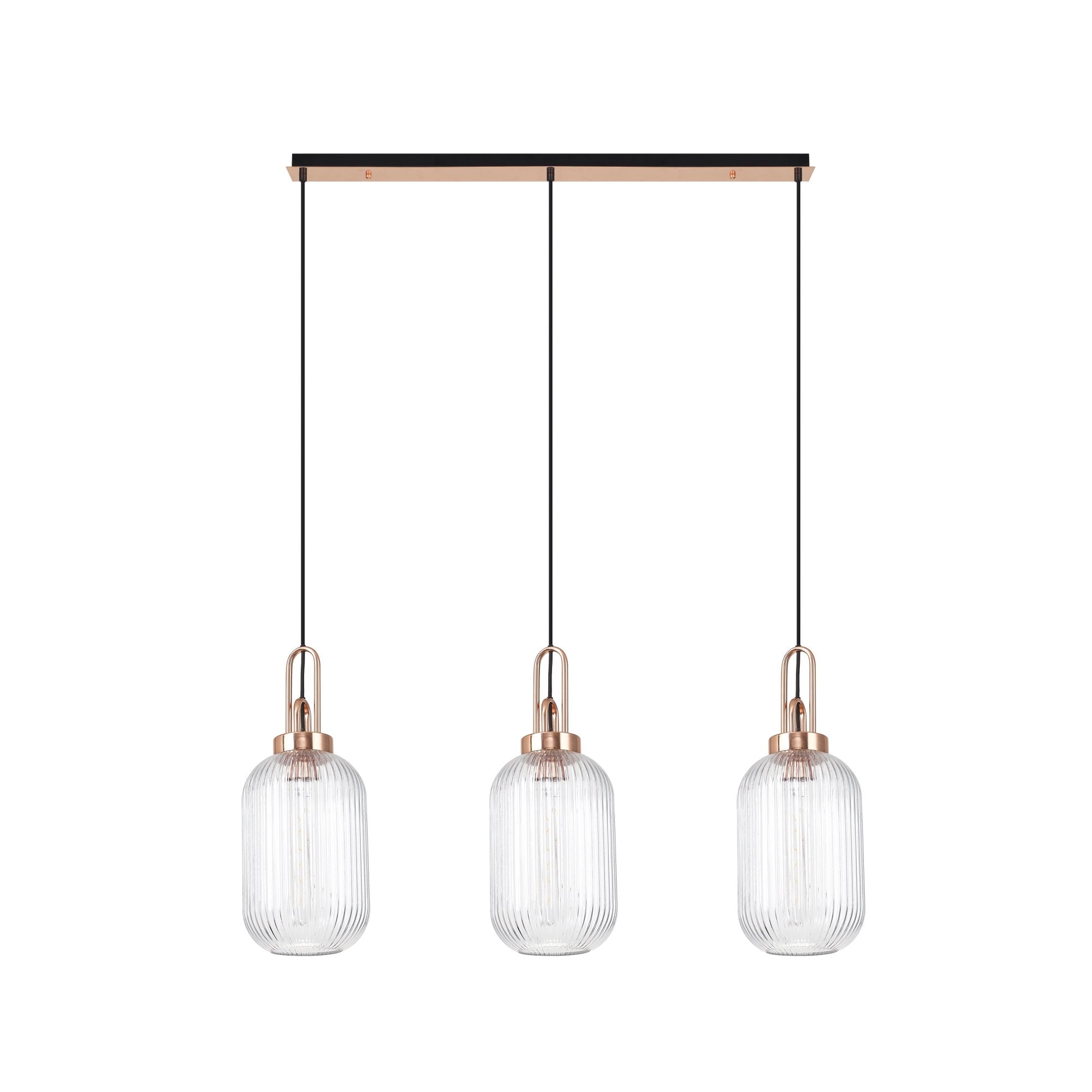 NLK06019 Amsterdam 3 Light Linear Pendant Copper Matt Black