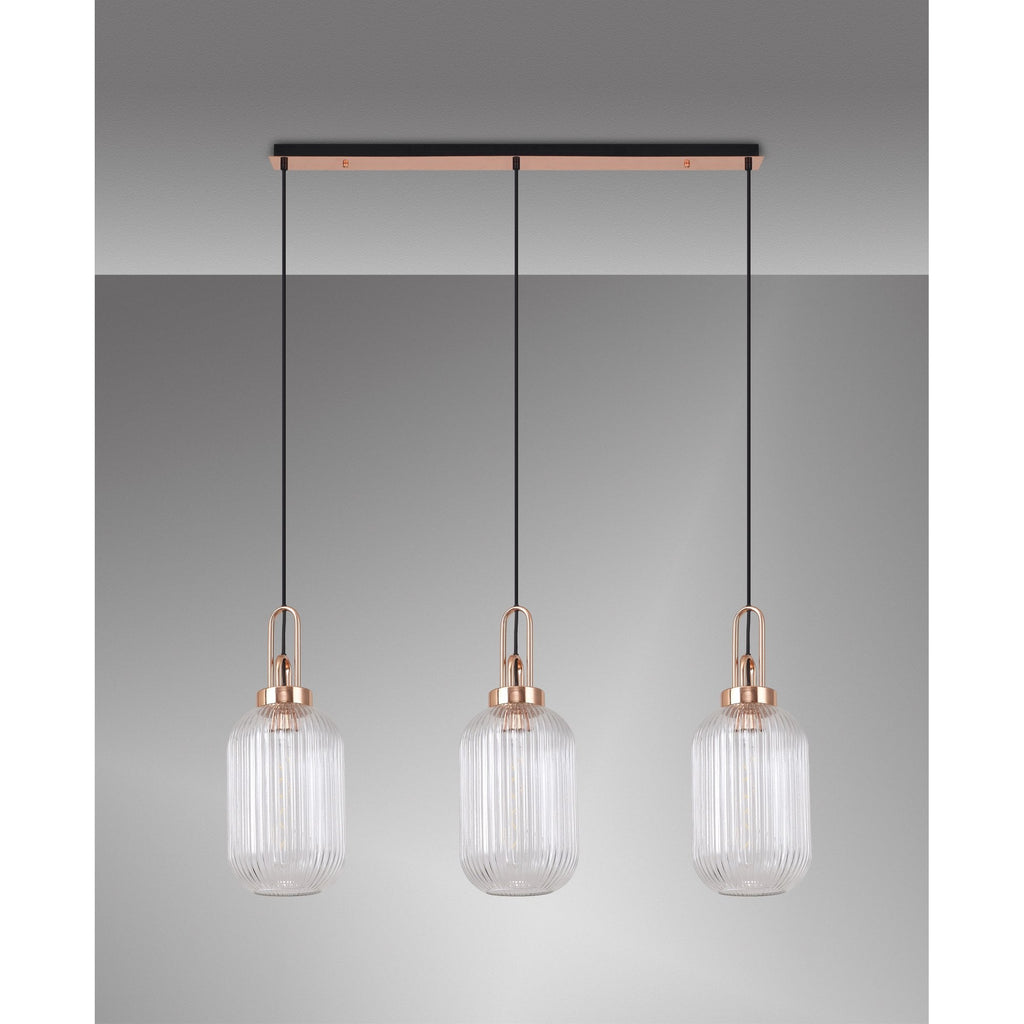 NLK06019 Amsterdam 3 Light Linear Pendant Copper Matt Black