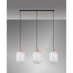 NLK06019 Amsterdam 3 Light Linear Pendant Copper Matt Black