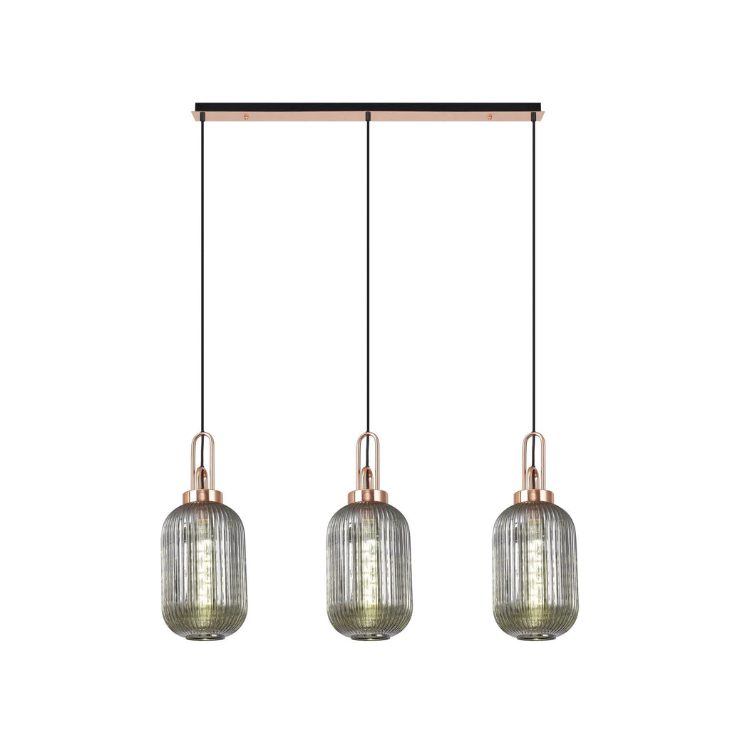 NLK06029 Amsterdam 3 Light Linear Pendant Copper Matt Black