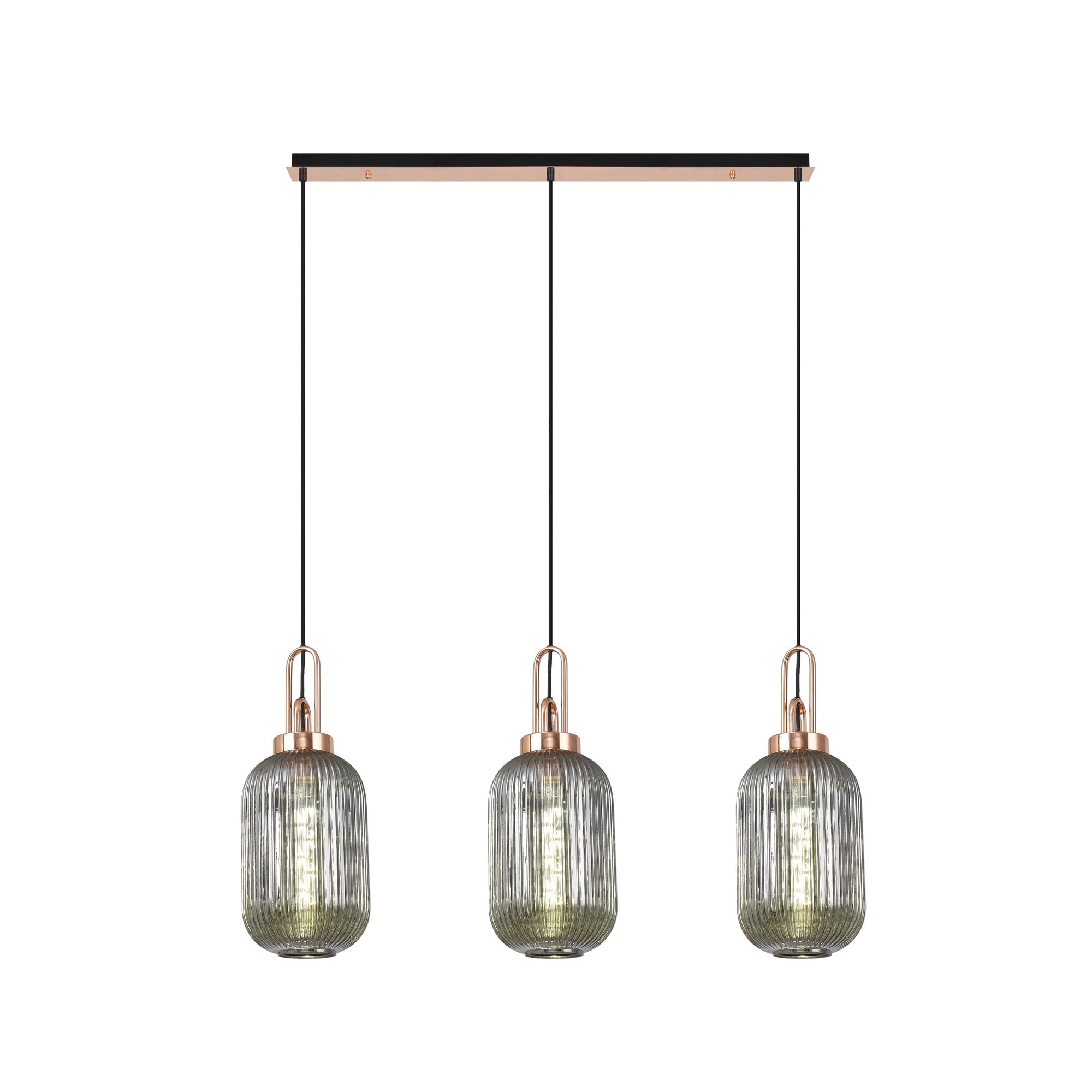 NLK06029 Amsterdam 3 Light Linear Pendant Copper Matt Black