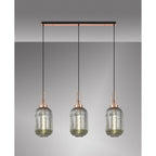 NLK06029 Amsterdam 3 Light Linear Pendant Copper Matt Black
