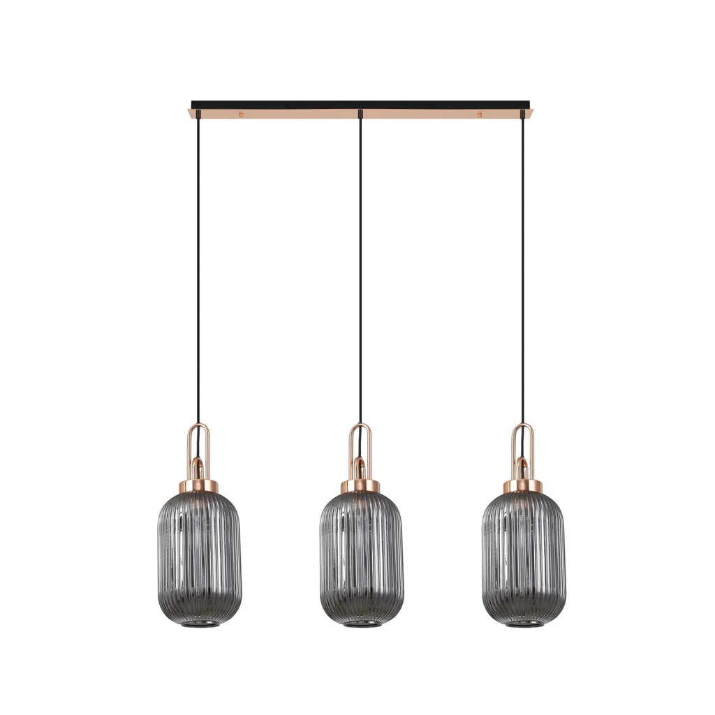 NLK06029 Amsterdam 3 Light Linear Pendant Copper Matt Black