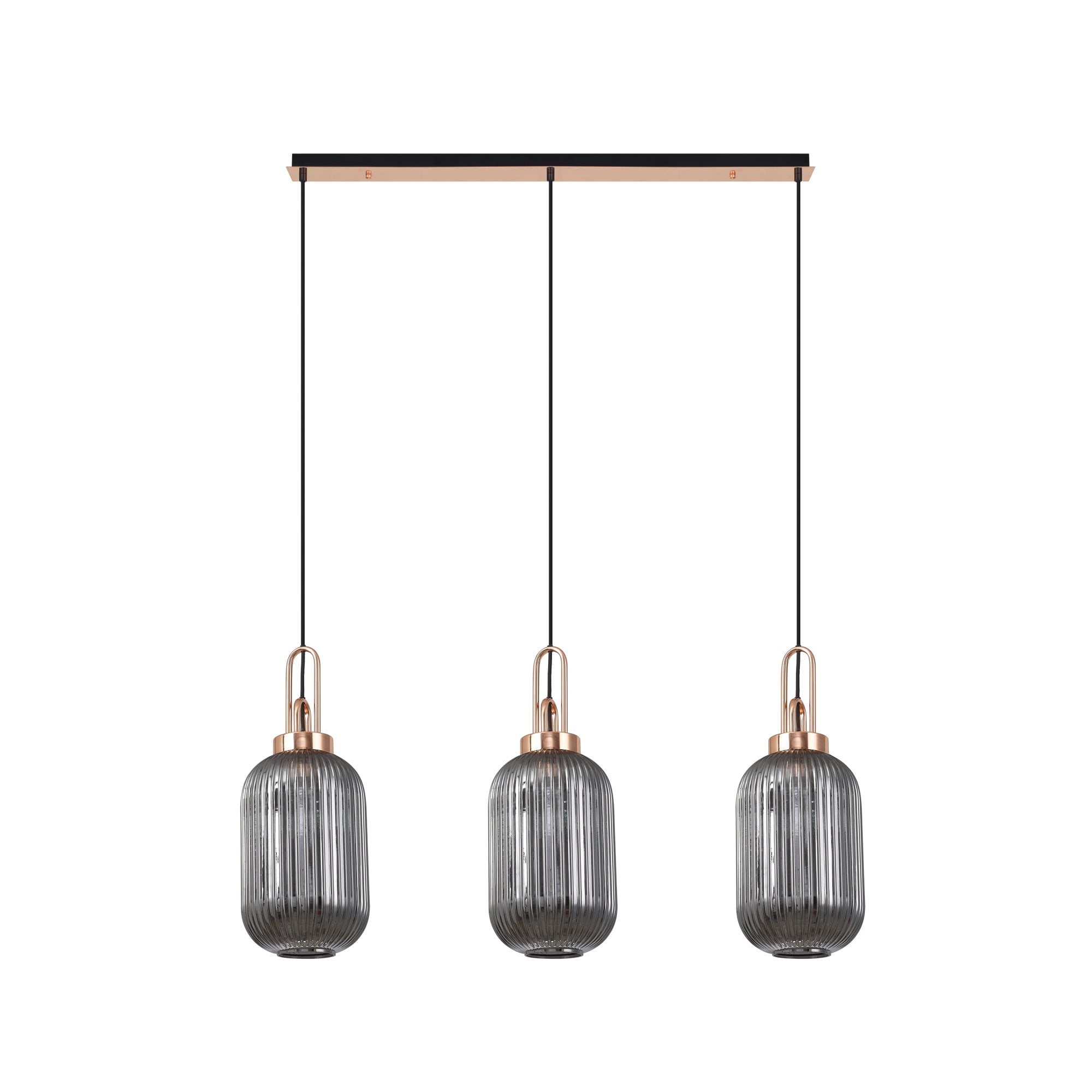 NLK06029 Amsterdam 3 Light Linear Pendant Copper Matt Black