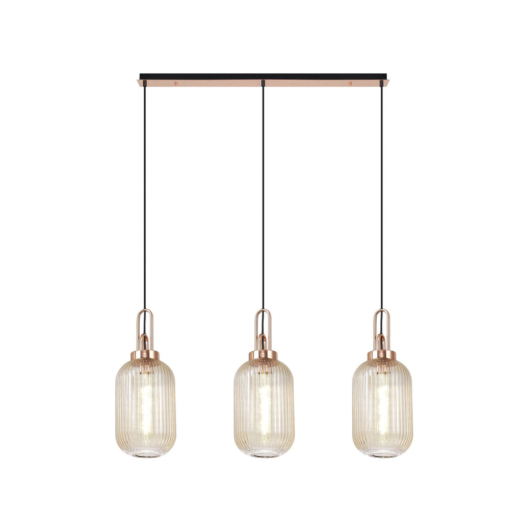 NLK06039 Amsterdam 3 Light Linear Pendant Copper Matt Black