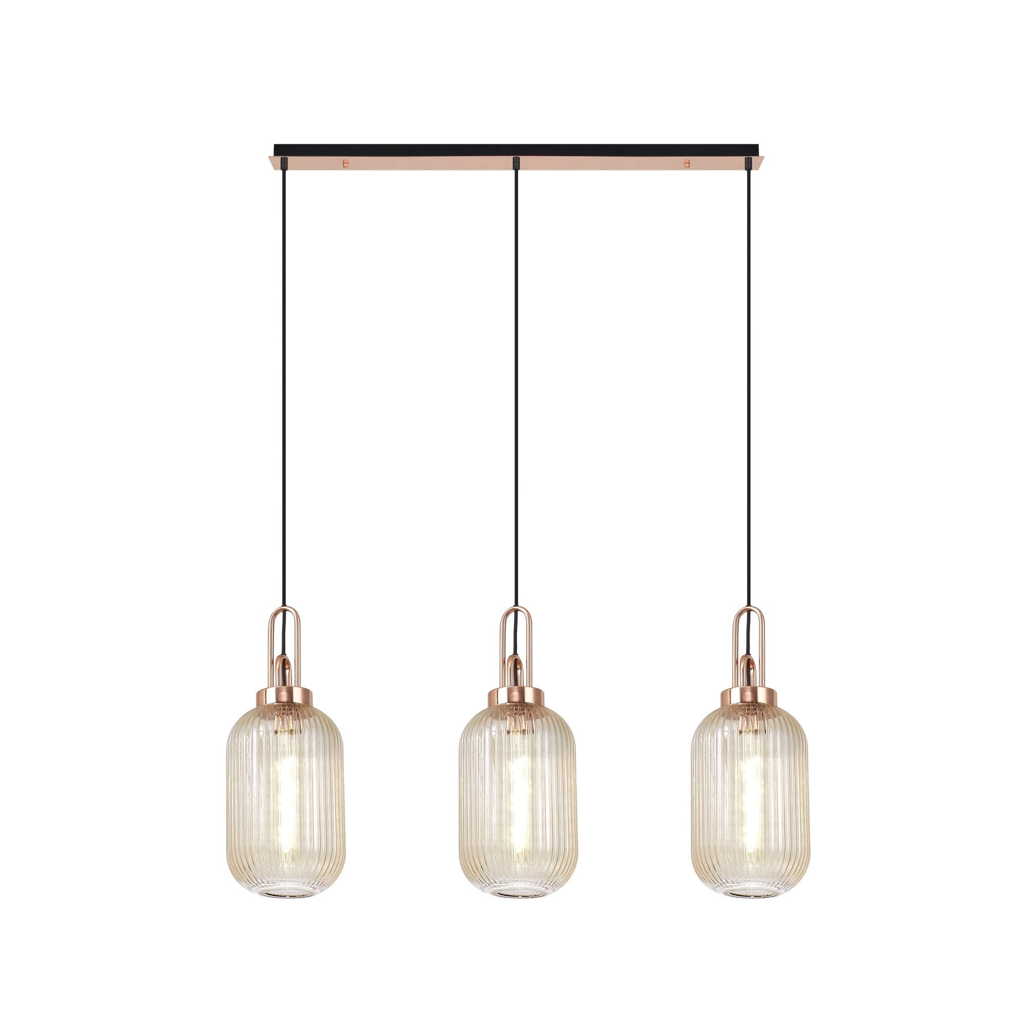 NLK06039 Amsterdam 3 Light Linear Pendant Copper Matt Black