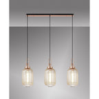 NLK06039 Amsterdam 3 Light Linear Pendant Copper Matt Black
